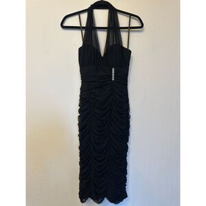 Vintage Cache Black Halter Bodycon Cocktail Dress Size 4